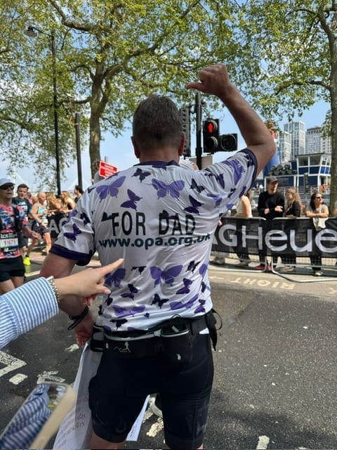 pic of for dad back of charity running top
