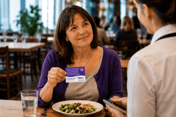 Restaurant card being used